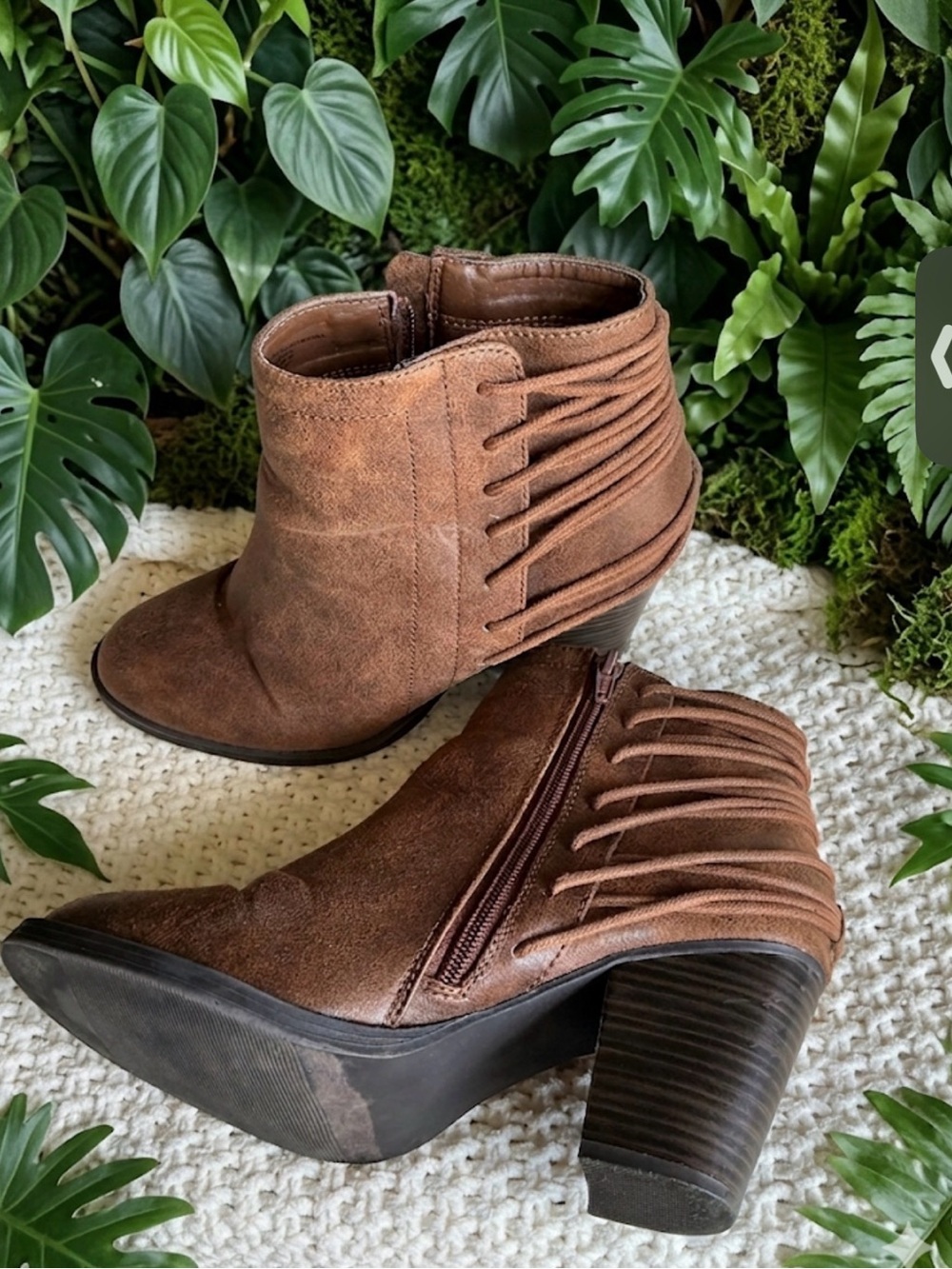 Candie's Brown Ankle Booties with Wrapped Back Detail